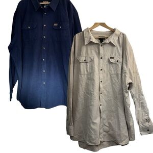 Guide Series Men's 5XL Heavy Cotton Shirt Button Up Bundle Of 2 Granola Forest